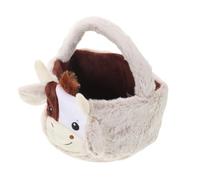 VICASKY Panier de Pâques en Peluche Vache Douce pour Garçon et Filles, Panier à Bonbons Léger avec Anse, 1 Pièce, pour Chasse aux Œufs et Décoration de Printemps