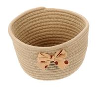 VICASKY Panier De Table Tressé En Corde De Coton Petit Taille Panier Rond Souple Nœud Décoratif Rangement Bureau Et Maison Pour Collations Et Divers Cadré Khaki Polyvalent