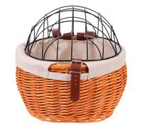 VICASKY Panier Osier Tissé Robuste avec Capacité Transport Animaux Chat Chien Adapté à Tous Vélos avec Sangle Décoration Pratique pour Shopping Couleur Aléatoire