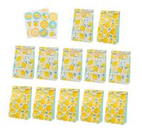 VICASKY Paquet Présents à Main en Papier Écologique pour Bonbons et Biscuits Lot 12 Pièces 2 Planches D’Autocollants Design Citron Été Hawaïen Fête Plage et Anniversaire