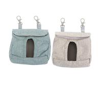 VICASKY Paquet Suspendu D’Alimentation Lente pour Lapins et Cochons D’Inde, Distributeur de Croquettes en Tissu Lavable, Lot de 2 Pièces Gris et Bleu Taille S, Accessoire de Cage