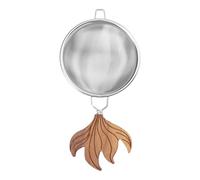 VICASKY Passoire à Thé en Acier Inoxydable Maille Fine, Grosse Taille, Poignée en Bois de Noyer Foncé, Filtre à Thé pour Infusion sans Résidu, Usage Maison et Bureau, Accessoire