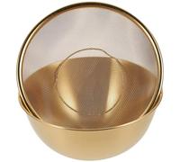 VICASKY Passoire en Acier Inoxydable 24 CM Dorée Panier à Fruits et Légumes Passoire à Mailles Fines Ensemble 2 Pièces Cuisine Bac Drainage Polyvalent pour Lavage Riz et Fruits