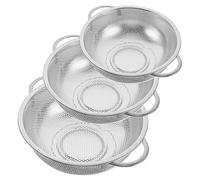 VICASKY Passoire en Acier Inoxydable pour Lavage de Riz 3Pcs Panier à Fruits et Légumes Égouttoir Pratique Poignées Utilisation Cuisine Résistante et Solide