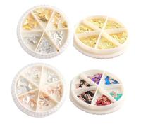 VICASKY Patchs pour Ongles en Alliage 3d 4 Pièces Décorations Manucure Doré Multicolore Finition Mate pour Femmes Nail Art Accessoires