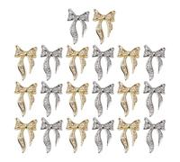 VICASKY Patchs pour Ongles en Diamant Brillant 100 Pcs Autocollants Nail Art Nœud Doré et Argenté Décoration Ongles 3d pour Manucure Professionnelle et DIY