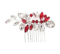 VICASKY Peigne à Cheveux de Mariée Rouge Accessoire Métallique Élégant pour Sophistiquées Épingle Stable pour Mariées Demoiselles et Femmes Lors de Banquets