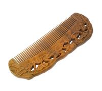 VICASKY Peigne à Cheveux Démêlant Frange 16 Cm Bois de Santal Vert Double Face Sculpté Cheveux Longs Épais Usage Coiffure Santé