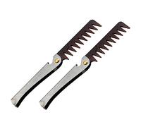 VICASKY Peigne à Huile Pliable 2Pcs en Acier Inoxydable pour Hommes Peigne pour Cheveux Gras Outil de Coiffage Portable pour Voyage et Salon