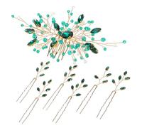 VICASKY Peignes Latéraux et Épingles à Cheveux en Strass 7 Pièces, Taille Unique, Verts, pour Femmes Mariage, Accessoires Coiffure Vintage Élégants
