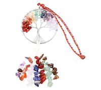 VICASKY Pendentif Chakra en Pierre Naturelle Multicolore, Décoration Suspendue Arbre de Vie pour Intérieur Voiture, Ornement Énergétique Léger et Compact, Accessoire Décoratif Maison