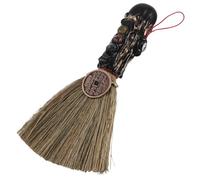 VICASKY Pendentif Mini Balai Spirituel en Cristal Naturel de Quartz Noir Accessoire Décoratif Feng Shui et Halloween Breloque Balai de Sorcière de 15 CM pour Autel et Contemplation