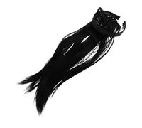 VICASKY Perruque Bandeau Tressée avec Frange Perruque Noire Lisse Bandeau à Clips Invisible Complément Capillaire pour Femmes Couvrant Cheveux Blancs