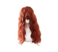 VICASKY Perruque Longue Bouclée Synthétique Orange avec Franges Perruque Femme Ajustable Naturelle pour Cosplay Fête et Usage Quotidien Style Fluffy et Ondulé