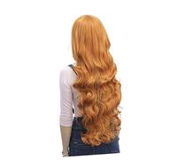 VICASKY Perruque Orange Longue à Capuche de Lisse et Ondulée Accessoires pour Cheveux Perruques pour Femmes