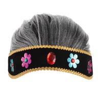 VICASKY Perruques de théâtre pour enfants Chapeau Perruques de grand-mère pour femmes Costumes d'Halloween Chapeau médiéval pour hommes Vieille Mamie Masque Enfant Costume Vieille Femme Tenue de