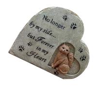VICASKY Pierre Commémorative pour Chat Résine Statue Forme de Cœur pour Jardin Ornement Extérieur Durable Souvenir pour Animaux de Compagnie Tombeau de Chat Décoratif