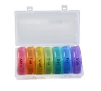 VICASKY Pilulier Hebdomadaire Compartiments Rond Fibre de Blé Naturel Boîte Pilules Portable Écologique pour Voyage Rangement Vitamines et Couleur Arc-ciel