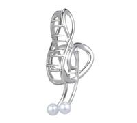 VICASKY Pince à Cheveux Décorative Note De Musique Perles Moyenne Métal Argenté Pour Femmes Cheveux Épais Style Chic Accessoire Coiffure