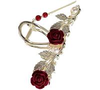 VICASKY Pince à Cheveux Fleur avec Pompon Grosse Pince Griffe pour Cheveux Épais Clip Élastique pour Queue de Cheval Accessoire Coiffure Femme Élégant Tenue Solide Quotidien