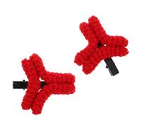VICASKY Pince à Cheveux Tricotée à Motif Colère Rouge Petite Barrette Crochetée à la Main Accessoire Coiffure Humoristique pour Femmes pour Franges et Événements Festifs