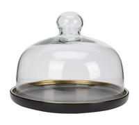 VICASKY Plateau de Service pour Gâteaux Couvercle en Verre Transparent, Assiette à Dessert Noire 18 Cm, Plateau-repas Multifonction pour Fruits, Snacks et Conservation des Aliments,