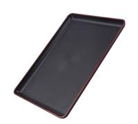 VICASKY Plateau de Service Rectangulaire à Effet Bois Bordure Rouge, Plateau Multifonction pour Service à Thé, Rangement de Fruits et Conservation Alimentaire, 1 Pièce Cuisine et Salon