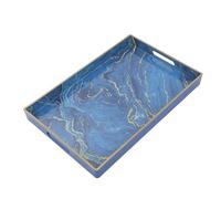 VICASKY Plateau Rectangulaire en Plastique Bleu pour Centre de Table, Support Stable et Rangement Polyvalent, Décor Élégant pour Salle à Manger Cuisine