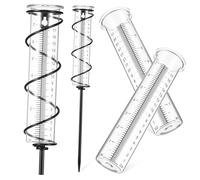 VICASKY Pluviomètre Extérieur en Verre 7 Pouces avec Piquet Spirale en Fer, 3 Pièces Incluant 2 Tubes De Remplacement, Mesure Précise Pluie Jardin Pelouse Nettoyage Facile