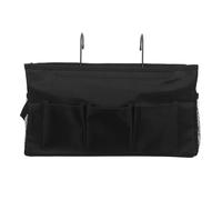 VICASKY Poche de Lit Suspendue Multifonction en Toile Oxford Noire | Pliable, Crochets Réglables Renforcés, Plusieurs Compartiments, pour Câbles et Carnets, Chambre ou Dortoir