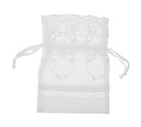 VICASKY Pochette à Bijoux à Cordon 10X14Cm Dentelle Blanc Cinq Pétales Rangement Voyage Petit Paquet Présent Festival