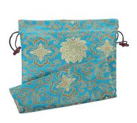VICASKY Pochette à Bijoux en Soie Cordon Coulissant, Petit Paquet de Rangement Bleu Motif Aléatoire, pour Mariage et Fête, Paquet Présent pour Dragées ou Petits Objets, Style Aléatoire