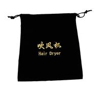 VICASKY Pochette De Rangement En Flanelle Pour Sèche-cheveux Et Bijoux, Paquet De Voyage à Cordon, 300x260 Mm, Noir, Organiseur Compact Pour Accessoires De Voyage