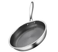 VICASKY Poêle à Frire Acier Inoxydable Nid Abeille Poêle Antiadhésive pour Induction et Gaz Cuisson Saine sans Ajout Huile Chauffe Rapide et Nettoyage Facile