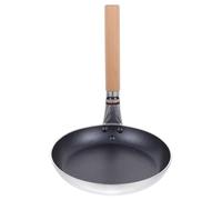 VICASKY Poêle à Œufs Antiadhésive 17 Cm, Poêle à Petit-déjeuner Multifonction en Métal Manche Droit en Bois, Casserole Compacte pour Cuisson Saine, Usage Familial Cuisine Maison