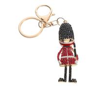 VICASKY Porte Clés Adorable Soldat Strass Breloque Étincelante pour Clés de Voiture Accessoire de Sac à Main Décoration de Sac Créatif Rouge