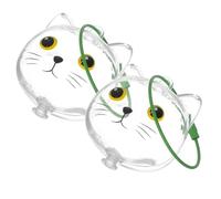 VICASKY Porte-Clés Commémoratif pour Poils de Chat Transparent 2 Pcs Boîte à Souvenirs Capsule en Plastique Organisateur de Poils D’Animaux Porte-Moustaches Vert Œil Collectionneur