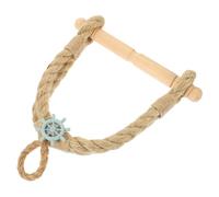 VICASKY Porte-Papier Toilette Suspendu en Bois et Rotin, Style Méditerranéen Vintage, Support Mural sans Perçage pour Salle de Bain, Rangement Pratique pour Rouleau de Papier, Décor