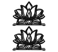 VICASKY Porte-serviettes en Fer Noir Forme de Lotus, Base Stable, Design Élégant Classique, Distributeur de Mouchoirs Papier pour Table et Restaurant, Lot de 2 Pièces