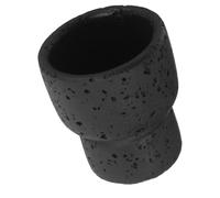 VICASKY Pot à Allumettes en Faux Pierre Volcanique Noir Gris 6,8 X 8 Cm - Conteneur en Béton pour Cheminée et Bougies, Support Rechargeable Pratique et Décoratif pour Rangement Sécurisé
