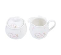 VICASKY Pot à Sucre en Céramique Blanche avec Couvercle 2 Pièces, Bouilloire à Lait Domestique en Relief, Conteneur Polyvalent pour Café et Condiments, Accessoire Cuisine Élégant