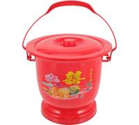 VICASKY Pot de Chambre Portable en Plastique Épais Couvercle 1 Pièce Couleur Rouge Mariage Urinoir Nocturne pour Adultes et Personnes Âgées Récipient Hygiénique Stable pour Usage
