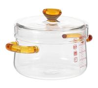 VICASKY Pot de Nouilles en Verre Transparent 150 Ml Couvercle, Facile à Nettoyer, pour Cuisson à Induction et Préparation de Ragoûts Maison