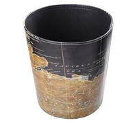 VICASKY Poubelle Ronde en Cuir Noir 06 Carte, Conteneur à Déchets sans Couvercle, Corbeille pour Bureau, Chambre et Salle de Bain, Poubelle Compacte pour Tri Sélectif et Stockage