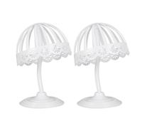 VICASKY Présentoir de Chapeaux en Plastique Blanc 2 Pièces, Support Réglable Élastique Cadre Ajouré de Dôme, pour Boutique de Vêtements ou Usage Domestique