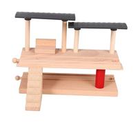 VICASKY Quai de Gare en Bois à Deux Niveaux Décoratif pour Garçon et Filles, Modèle de Plateforme de Station Escalier, Accessoire de Voie Ferrée pour Jeu de Simulation Ferroviaire, Jouet