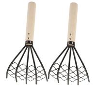 VICASKY Râteaux à Coquillages en Acier Renforcé 2pcs Filet pour Pêche à Pied, Manche Antidérapant, Ramassage de Coquilles et Crustacés, Outil Solide pour Plage et Marée Basse
