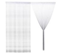 VICASKY Rideau Séparateur de Pièce à Fils Argentés 2 Pièces 1x2 M, Rideaux de Porte à Ficelles Décoratifs Argenté Gris, pour Salon, Séparateurs Intérieurs Élégants et Modernes