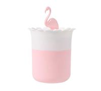 VICASKY Ronde Boîte de Rangement Flamingo Couvercle en Abs pour Coton-tiges | Style Cartoon, Usage Salle de Bain ou Chambre, Blanc, pour Accessoires Maquillage et Rangement Quotidien