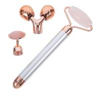 VICASKY Rouleau De Jade Visage Rouleau Massage Électrique Visage Anti-âge Stimulation Circulation Quotidien Naturel Cristal Quartz Rose Argenté